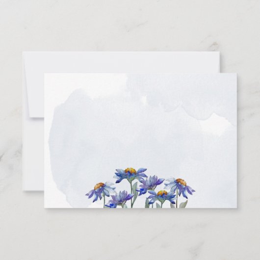 Waterverf Paarse Daisy Modern Wedding / Event RSVP Kaartje (Achterkant)