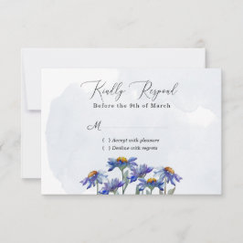 Waterverf Paarse Daisy Modern Wedding / Event RSVP Kaartje