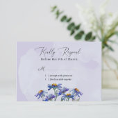 Waterverf Paarse Daisy Modern Wedding / Event RSVP Kaartje (Staand voorkant)