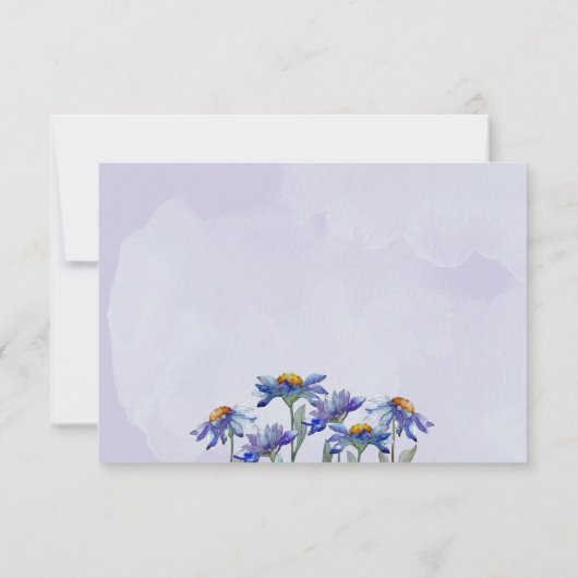 Waterverf Paarse Daisy Modern Wedding / Event RSVP Kaartje (Achterkant)