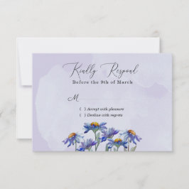 Waterverf Paarse Daisy Modern Wedding / Event RSVP Kaartje
