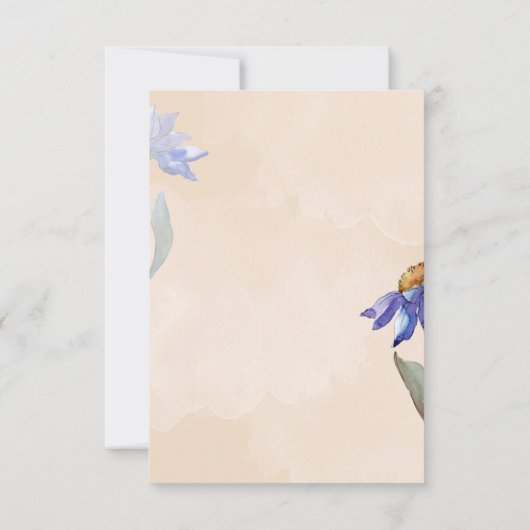 Waterverf Paarse Daisy Peach Rustic Wedding RSVP Kaartje (Achterkant)