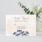 Waterverf Paarse Daisy Peach Rustic Wedding RSVP Kaartje (Staand voorkant)