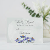 Waterverf Paarse Daisy Rustic Sage Green Event RSVP Kaartje (Staand voorkant)