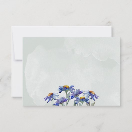 Waterverf Paarse Daisy Rustic Sage Green Event RSVP Kaartje (Achterkant)