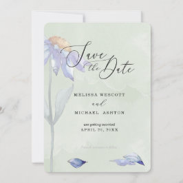 Waterverf Paarse Daisy Rustic Sage Green Wedding Save The Date