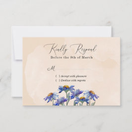 Waterverf Paarse Daisy Rustic Wedding / Event RSVP Kaartje