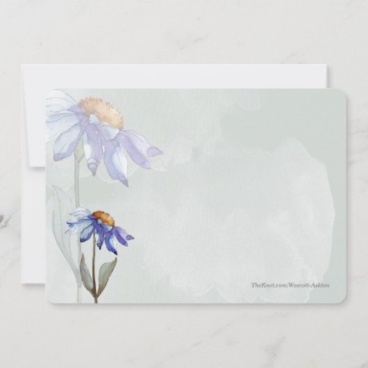 Waterverf Paarse Daisy rustieke bruiloft salie gro Kaart (Achterkant)