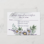 Waterverf Paarse Daisy Wedding RSVP (Voorkant / Achterkant)