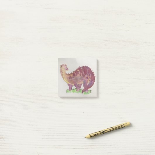 Waterverf Paarse Dinosaur Post Post-it® Notes (Op bureau)
