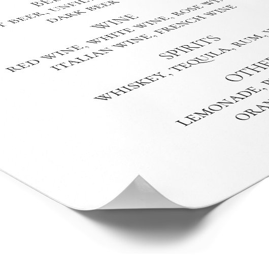 Waterverf paarse drinken met florale bruiloft menu poster (Hoek)