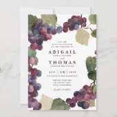 Waterverf Paarse Druiven Wijngaard Huwelijk Kaart (Voorkant)