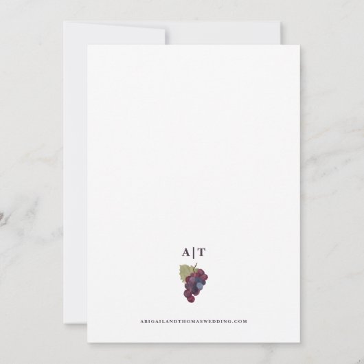 Waterverf Paarse Druiven Wijngaard Huwelijk Kaart (Achterkant)