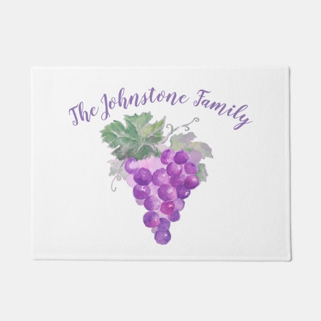 Waterverf Paarse Druivencluster Art Painting. Deurmat (Voorkant)