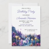 Waterverf Paarse Eenhoorn Girly 6e verjaardag Kaart (Voorkant)