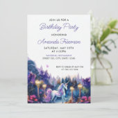 Waterverf Paarse Eenhoorn Girly 6e verjaardag Kaart (Staand voorkant)