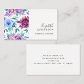 Waterverf paarse en blauwe bloemige professional visitekaartje (Voorkant / Achterkant)