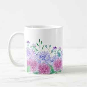 Waterverf Paarse En Blauwe Hortensia's Koffiemok
