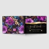 Waterverf Paarse en Blauwgroen Bloemen Bruiloft Gastenboek (Volledig)