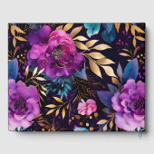 Waterverf Paarse en Blauwgroen Bloemen Bruiloft Gastenboek (Achterkant)