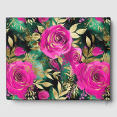 Waterverf Paarse en Blauwgroen Bloemen Bruiloft Gastenboek (Achterkant)