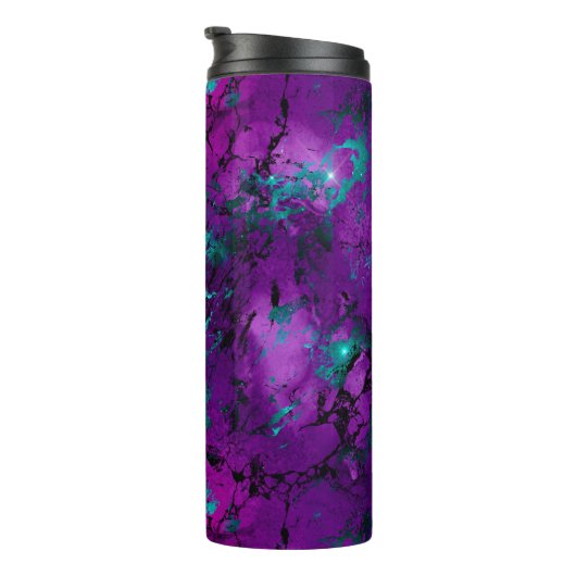 Waterverf Paarse en Blauwgroen marmer Galaxy Thermosbeker (Geroteerd rechts)