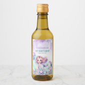 Waterverf paarse en blauwgroen zeemeermin 1ste ver wijn etiket (Voorkant)