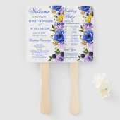 Waterverf Paarse en Cream Flowers Bruiloft Handwaaier (Voorkant en achterkant)