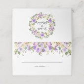 Waterverf Paarse en Crème Floral Wedding Plaatskaartje (Buitenkant ongevouwen)
