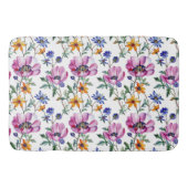 Waterverf  Paarse en Gele Bloemen Badmat (Voorkant)