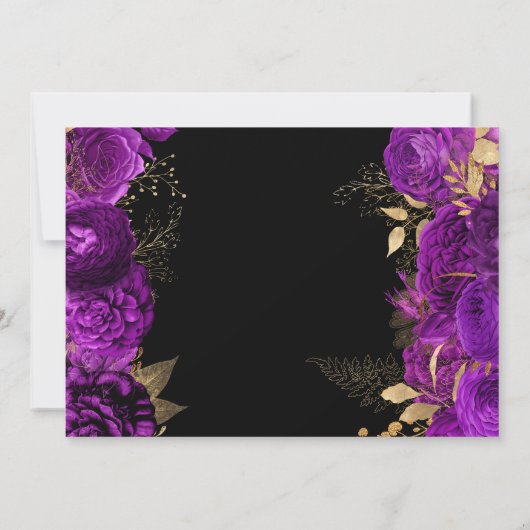 Waterverf Paarse en gouden bloemen Sweet 16 Bedankkaart (Achterkant)