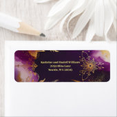Waterverf Paarse en gouden bloemenbruiloft Etiket (Insitu)