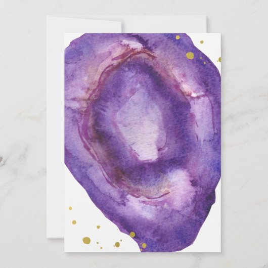 Waterverf Paarse en gouden Geode Bridal Brunch Kaart (Achterkant)