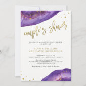 Waterverf Paarse en gouden Geode Couples Shower Kaart (Voorkant)