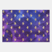 Waterverf Paarse en gouden Ink Fantasy Pattern Inpakpapier Vel (Voorkant 3)