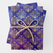 Waterverf Paarse en gouden Ink Fantasy Pattern Inpakpapier Vel (In situ)
