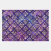 Waterverf Paarse en gouden Ink Fantasy Pattern Inpakpapier Vel (Voorkant)