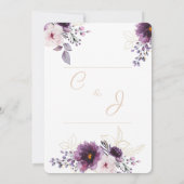 Waterverf paarse en gouden Peony bruiloft Kaart (Achterkant)