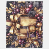 Waterverf Paarse en gouden vakantie motieven Colla Fleece Deken (Voorkant)