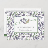 Waterverf Paarse en groene lederrecepten | Briefkaart (Voorkant / Achterkant)