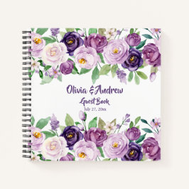 Waterverf Paarse en Lavendel Rozen Gastboek Notitieboek