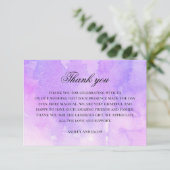 Waterverf paarse en lila kalligrafie bruiloft bedankkaart (Staand voorkant)