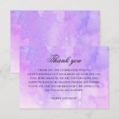 Waterverf paarse en lila kalligrafie bruiloft bedankkaart (Voorkant / Achterkant)