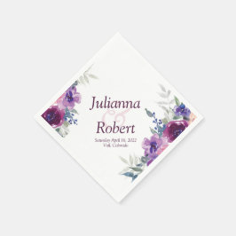 Waterverf paarse en maave florale luiers servet