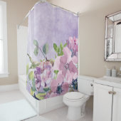 Waterverf Paarse en Mauve bloemen Douchegordijn (In situ)