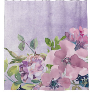 Waterverf Paarse en Mauve bloemen Douchegordijn