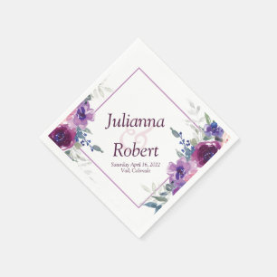 Waterverf paarse en mauve bloemenservetten servet