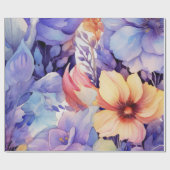 waterverf Paarse en Oranje ontvlechting van de flo Cadeaupapier (Vlak)