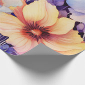 waterverf Paarse en Oranje ontvlechting van de flo Cadeaupapier (Hoek)