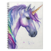 Waterverf Paarse en regenboogfantasy Unicorn Notitieboek (Voorkant)